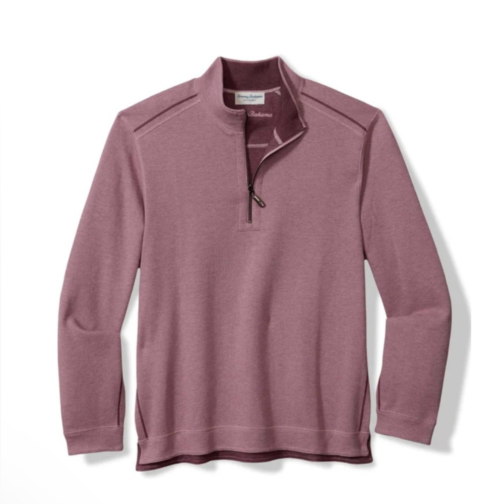 Tommy Bahama Purple Potion Heather Reversible Men’s Quarter-Zip, Large, NWT